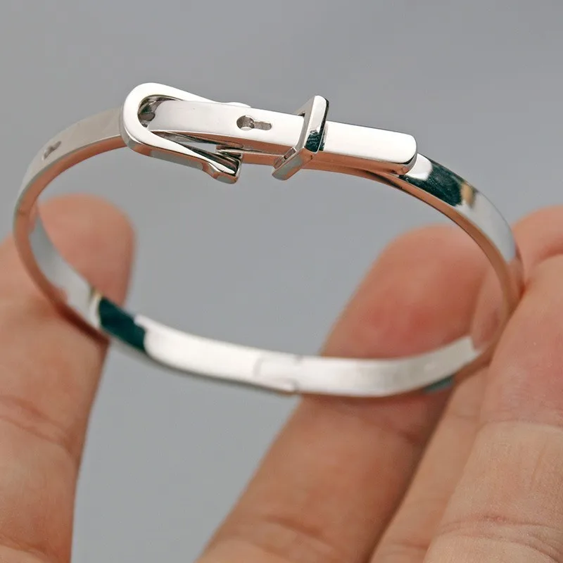 Silver Color Horseshoe Belt Buckle Bangle&Bracelet for Women Cool Creative Design Prevent Allergy Bangles Party Jewelry Gift