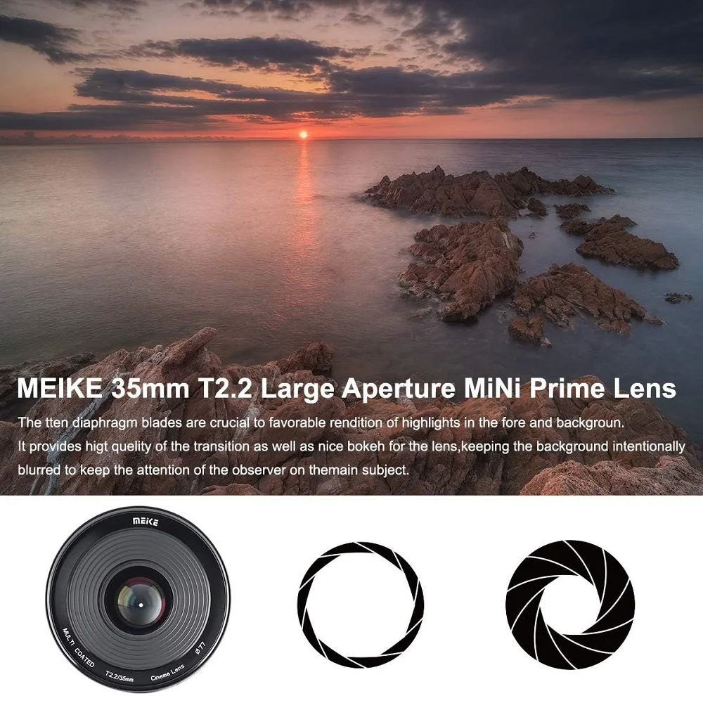 올림푸스 파나소닉 루믹스 M4/3 마운트 OM-D E-M5 E-M1 EM 10 마크 ii iii GH5 GH6 G85 BMPCC 4K용 메이케 35mm T2.2 시네마 렌즈