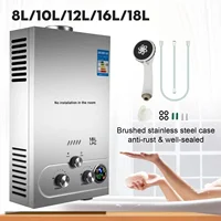Chauffe-eau instantané en acier inoxydable au propane/gaz GPL 6-18L, chauffe-eau sans réservoir portable mural au gaz GPL pour propane/butane 1