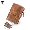 Bullcaptain Genuine Leather Men Short Wallets Casual Money Bags For Male Credit Card Holder Hasp Zipper Coin Purse Clutch JYE017 1