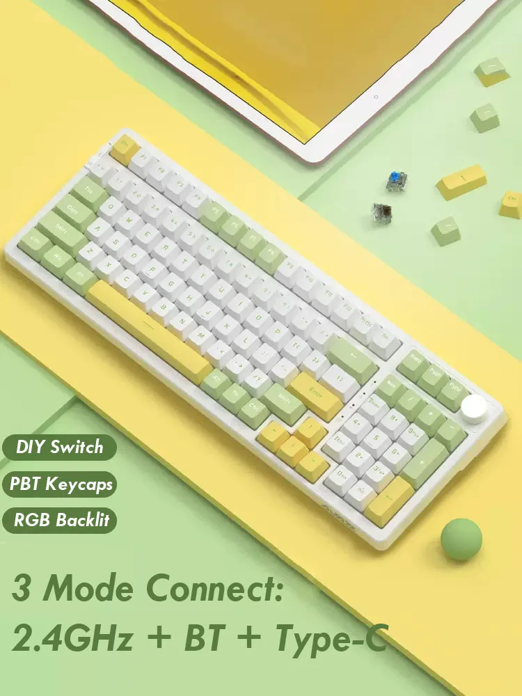 Ajazz AK992 92 Keys DIY Switch Keyboard Red Green Brown Shaft Hotswap