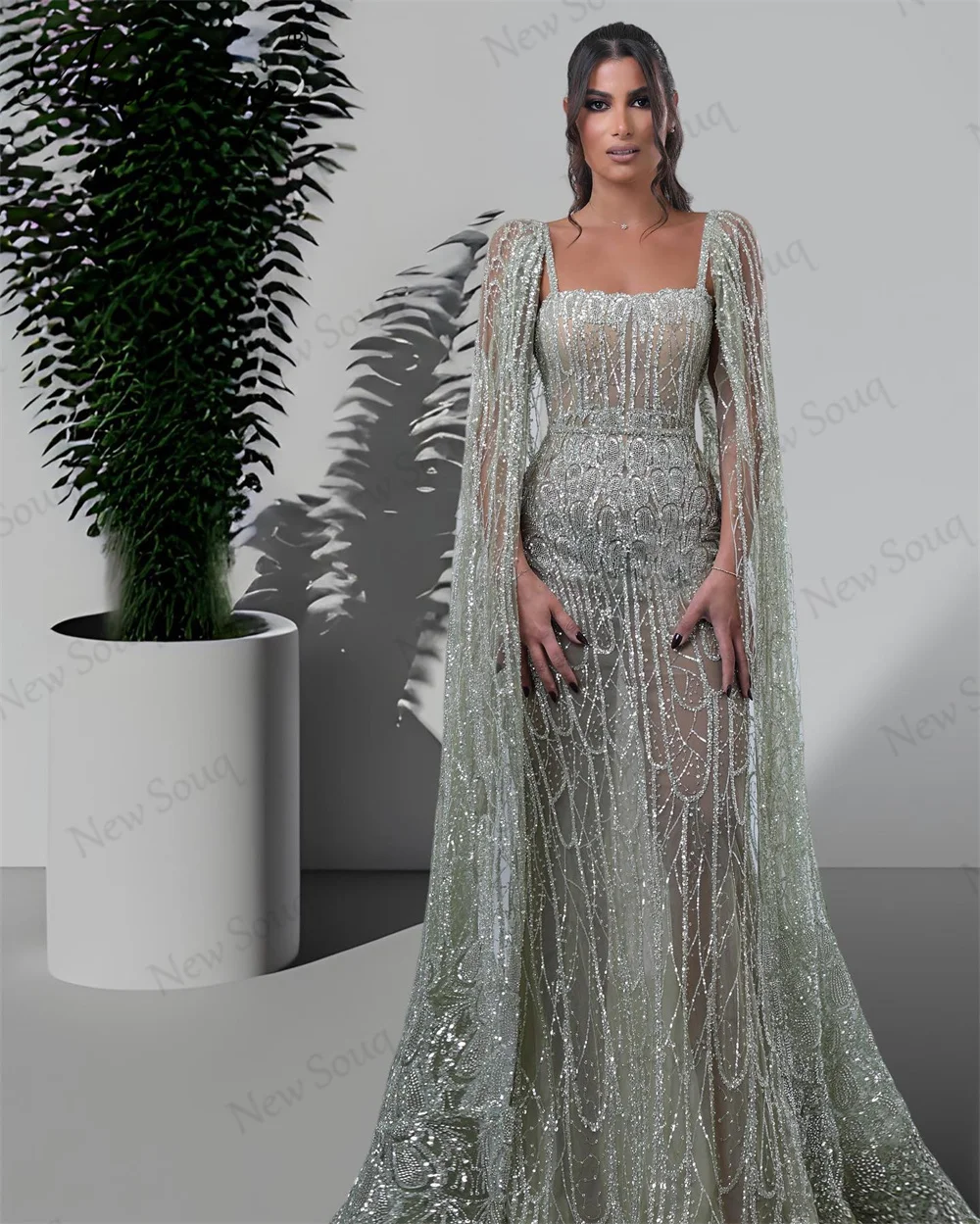 

Middle East Sequins Evening Dresses Arabic Dubai Long Beaded Cocktail Party Dress Robe De Soiree Luxury Birthday Engagement Gown