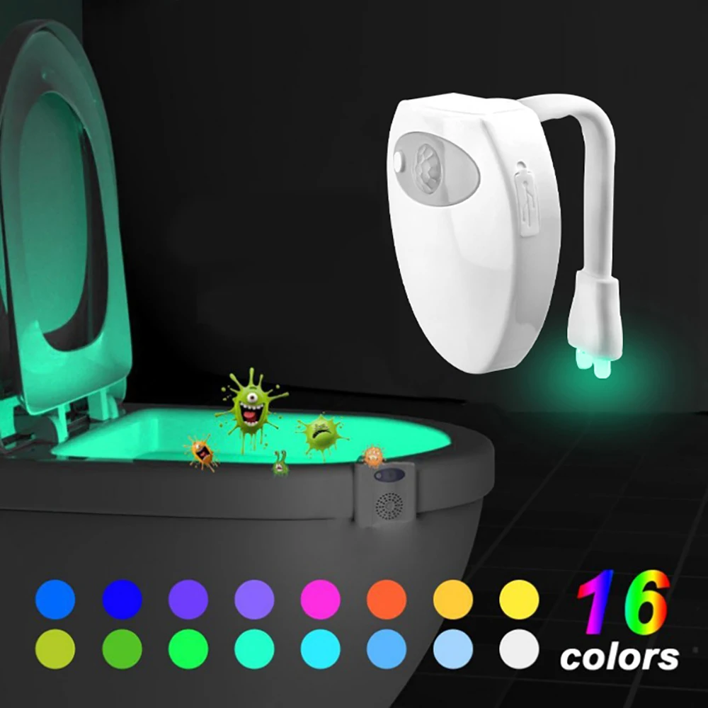 

LED PIR Motion Sensor Toilet Light Waterproof Intelligent 16 Colors Night Atmosphere Lamp Emergency Lighting for Toilet Bowl