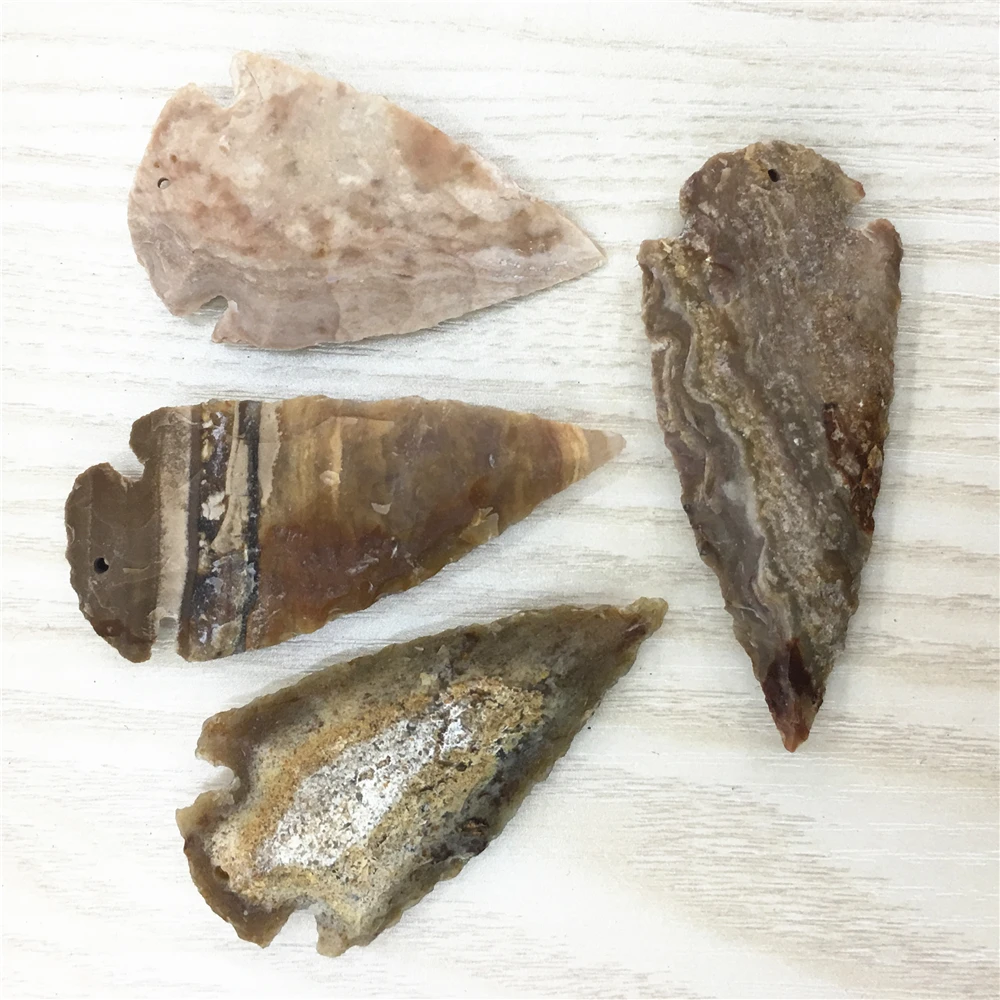 Hot VWomen Men Raw Ore Gems Indian Agates Charm Pendant for Necklace Arrow Head Rough Healing Point Natural Stone Pendants 6pcs