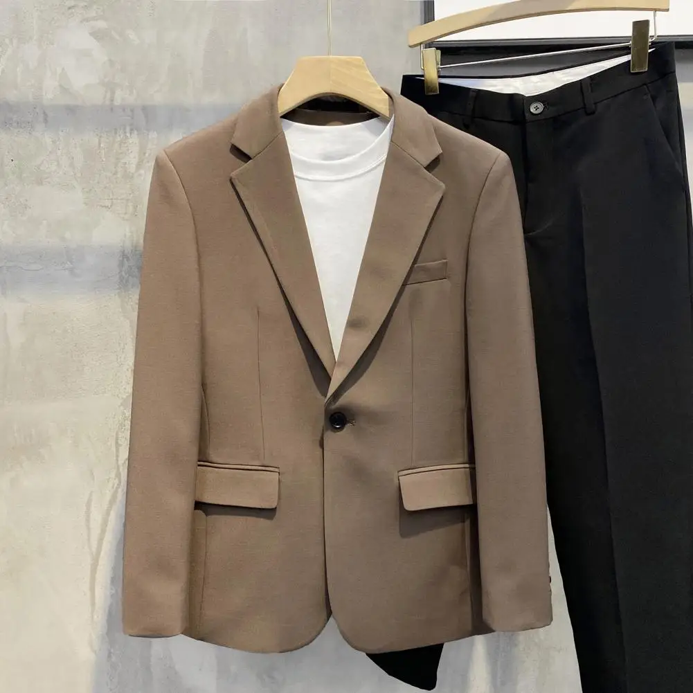 New European Plus Size Men's Jacket Elegant Italian Style Gentleman Business Lapel Loose Casual Slim Fit Three Buttons Blazer