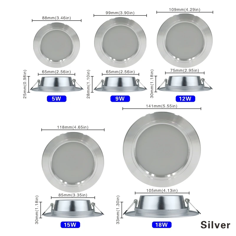Led Downlights 220V Led Ceiling Light 5W 9W 12W Recessed Down Light Round Led Panel Light 15W 18W LED Spot Light Indoor Lighting - 2