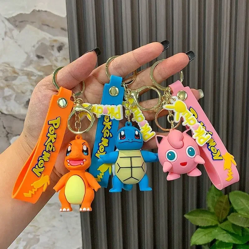 Pokemon Pikachu Keychain Anime Action Figure Toy Kawaii Cartoon Fashion Charmander Psyduck Doll Keyring Car Bag Pendant Kid Gift plush keychain key chain bunny keychain balloon dog keychain