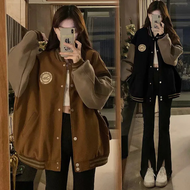 

Baseball Dress Girl Spring and Autumn 2023 Spring and Autumn New American ins Fashion Loose Casual Jacket Female Coat Commute Z6