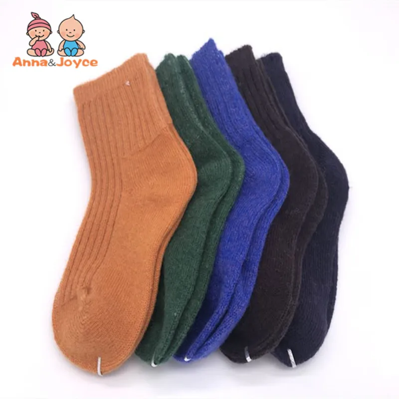 children socks 4pairs/Lot Winter Children Thick Socks Warm Wool Baby2-12Years Girls Boys Solid Socks