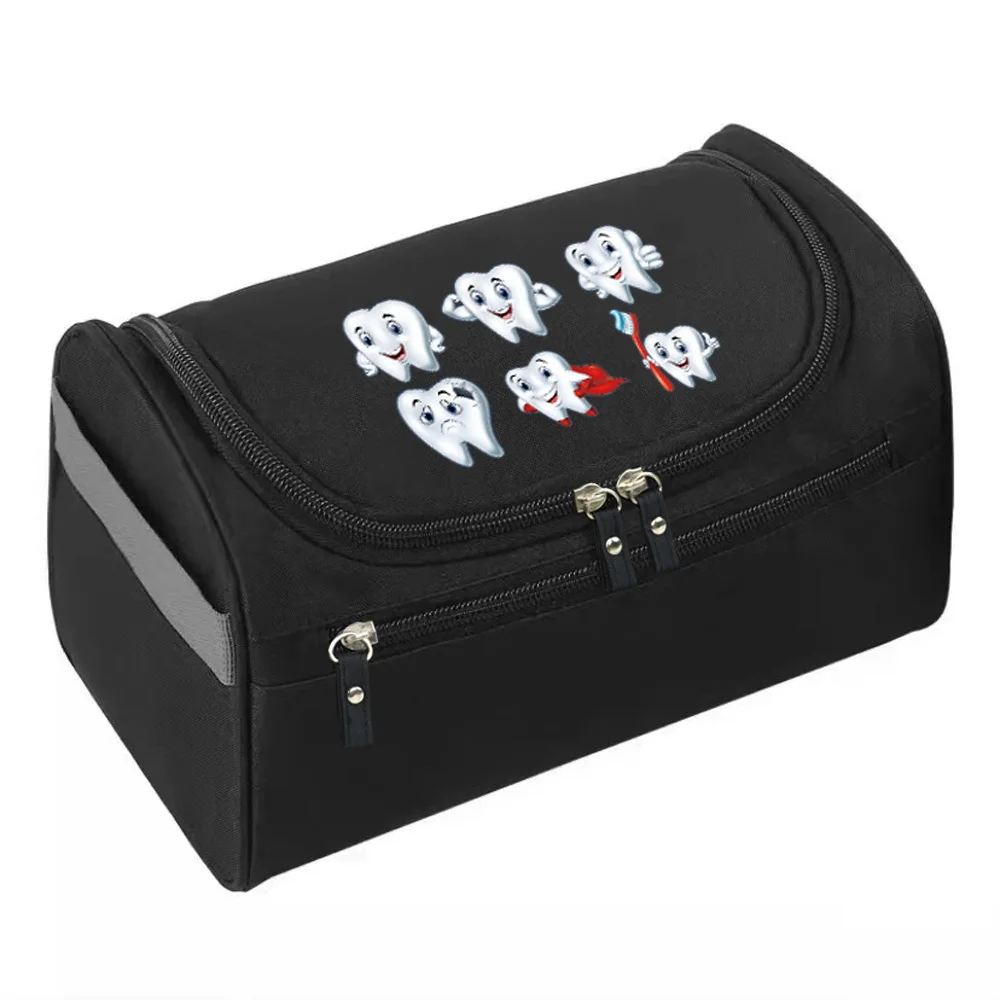 Women Makeup Bags Travel Cosmetic Bag Toiletries Organizer Waterproof Storage Neceser Hanging Teeth Pattern Bathroom Wash Bag