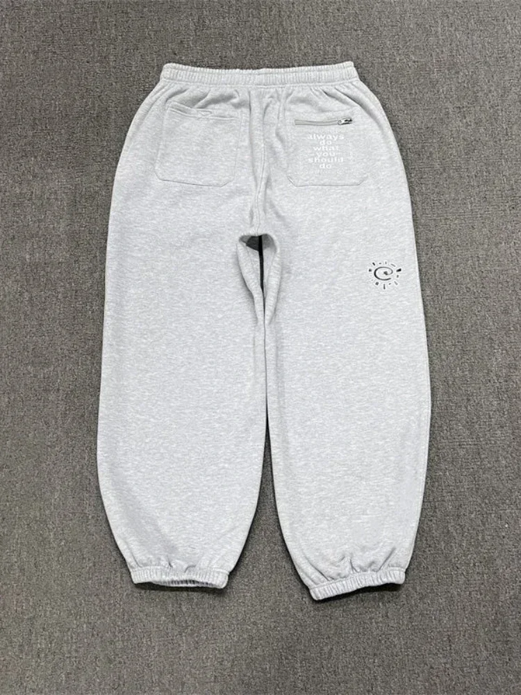 HOUZHOU Vintage Graphic Fleece Sweatpants Women Casual Classic Gray Black Wide Leg Warm Trouser Thick Jogger Hip Hop Winter 2024 2