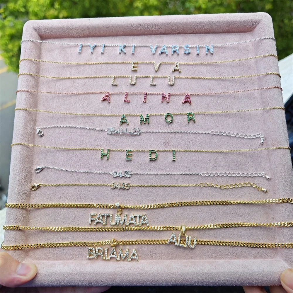 Lateefah Necklace Custom Cubic Zirconia New Style Unique Design Ladies Trendy Style Name Bralcet for Valentine's Day Gift