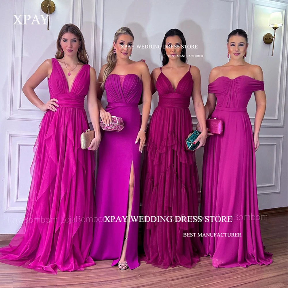

XPAY Elegant Purple Evening Dresses For Wedding Party Floor Length Prom Gowns Formal Occasion Dress Plus Size Vestidos de fiesta