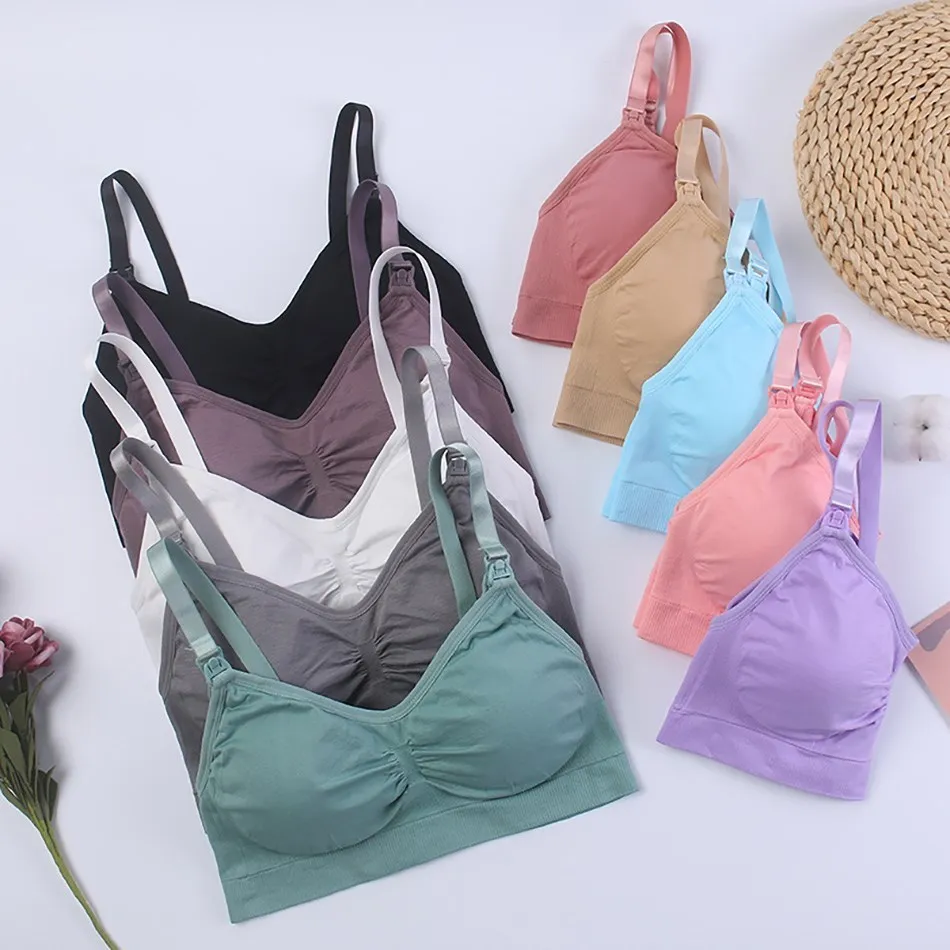Maternity Bras Double Layer Seamless Bra Pregnancy Clothes Prevent Sagging Breastfeeding Women's Breathable lactancia Bra 2