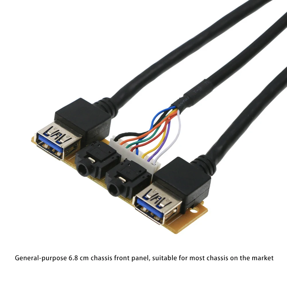 60cm Front Case Panel USB3.0+USB3.0+HD Audio Jack Ports I/O Board+Internal Wire USB Bezel Line DIY Case Extension Line