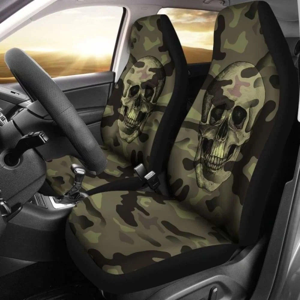 

Skull Camo Pattern Car Seat Covers,Pack of 2 Universal Front Seat Protective Cover