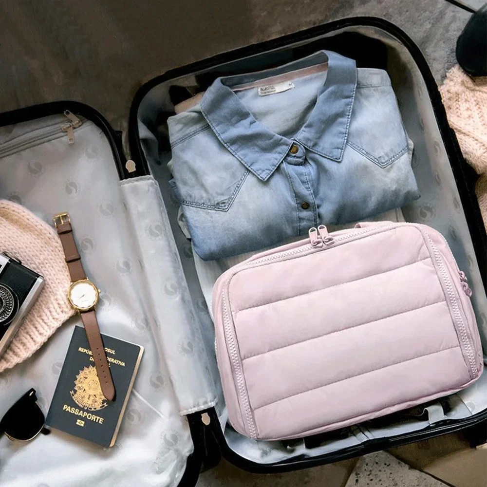 Large Travel Makeup Bag Water Resistant Padded Cosmetic Organiser_voghion.com