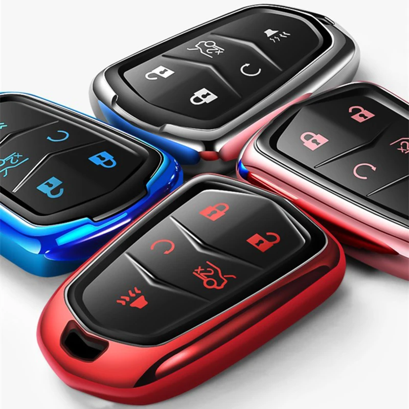 

Plating TPU Car Smart Key Case Cover For Cadillac ESV Escalade CTS XTS SRX ATS CT5 XT5 XT6 XLS Protective Shell Fob Accessories