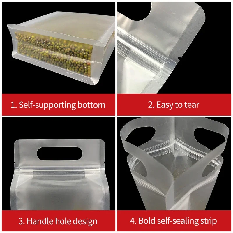 Food Storage Bags 4PC PET Food Storage Containers Reusable Stand Up Zip Shut
