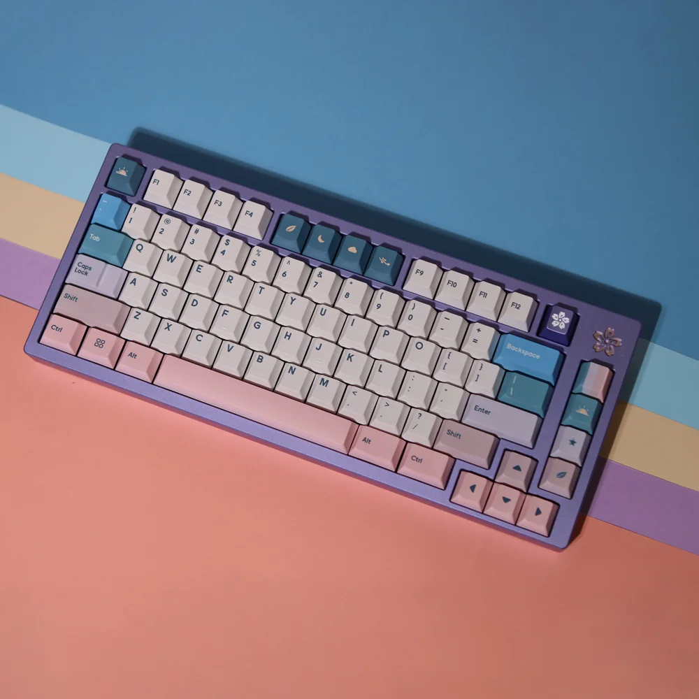 Tarde da Noite Pbt Keycap Custom Design Cereja Perfil Dye Sublimação do Sol Gradualmente Descoloração para Teclado Mecânico