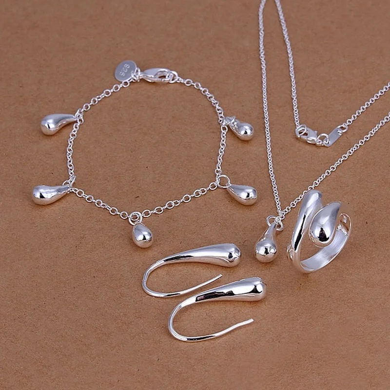 925 stamped Silver Wedding women high-quality classic drop bracelets earrings necklace rings fashion jewelry sets S223 1