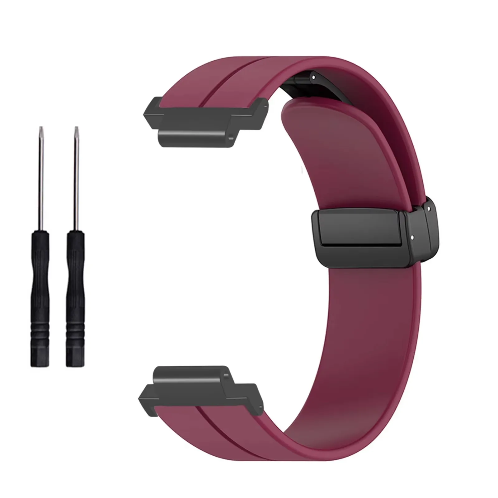 Stylish Magnetic Folding Buckle Silicone Watch Strap Replacement