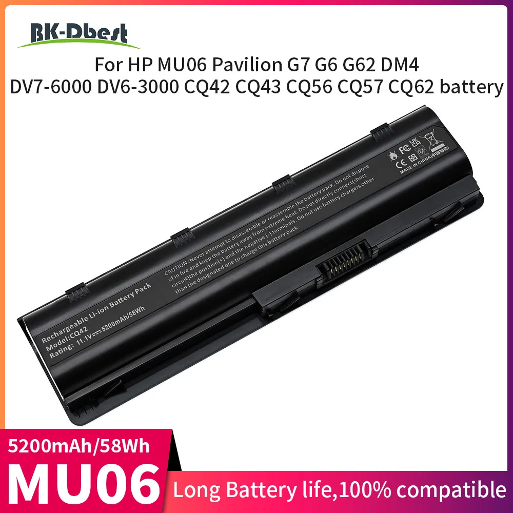 

MU06 Laptop Battery For HP MU06 Pavilion G7 G6 G62 DM4 DV7-6000 DV6-3000 CQ42 CQ43 CQ56 CQ57 CQ62 Battery