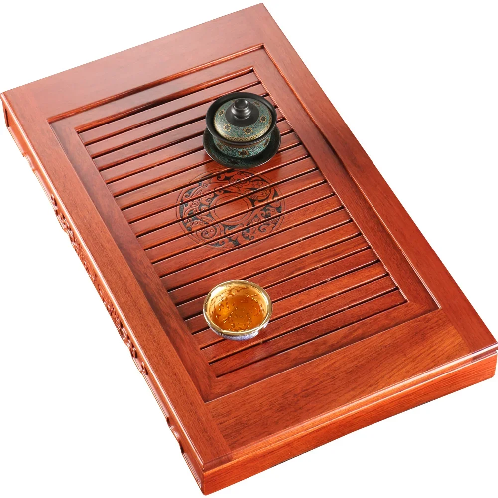 

HXL Rosewood Tea Tray Solid Wood Water Draining Tray Drain Small Tea Table