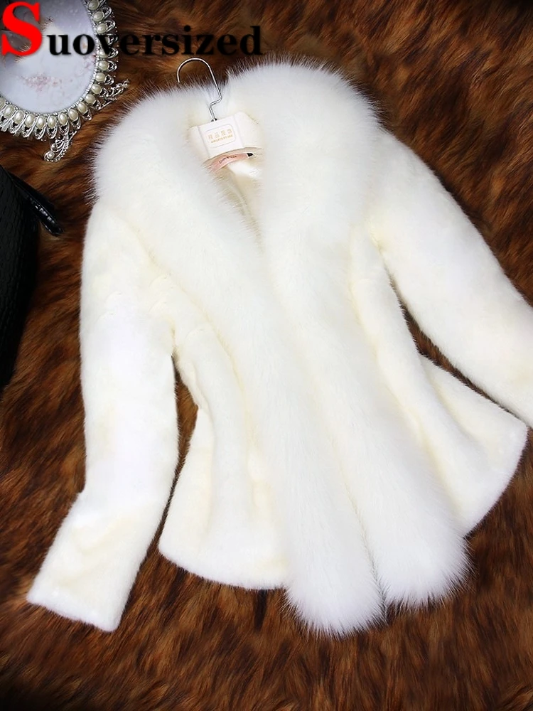

Winter Thicken Warm Faux Fur Coats Imitation Mink Furry Jacket Elegant Slim Plush Jaqueta Fashion Women Short Chaquetas New