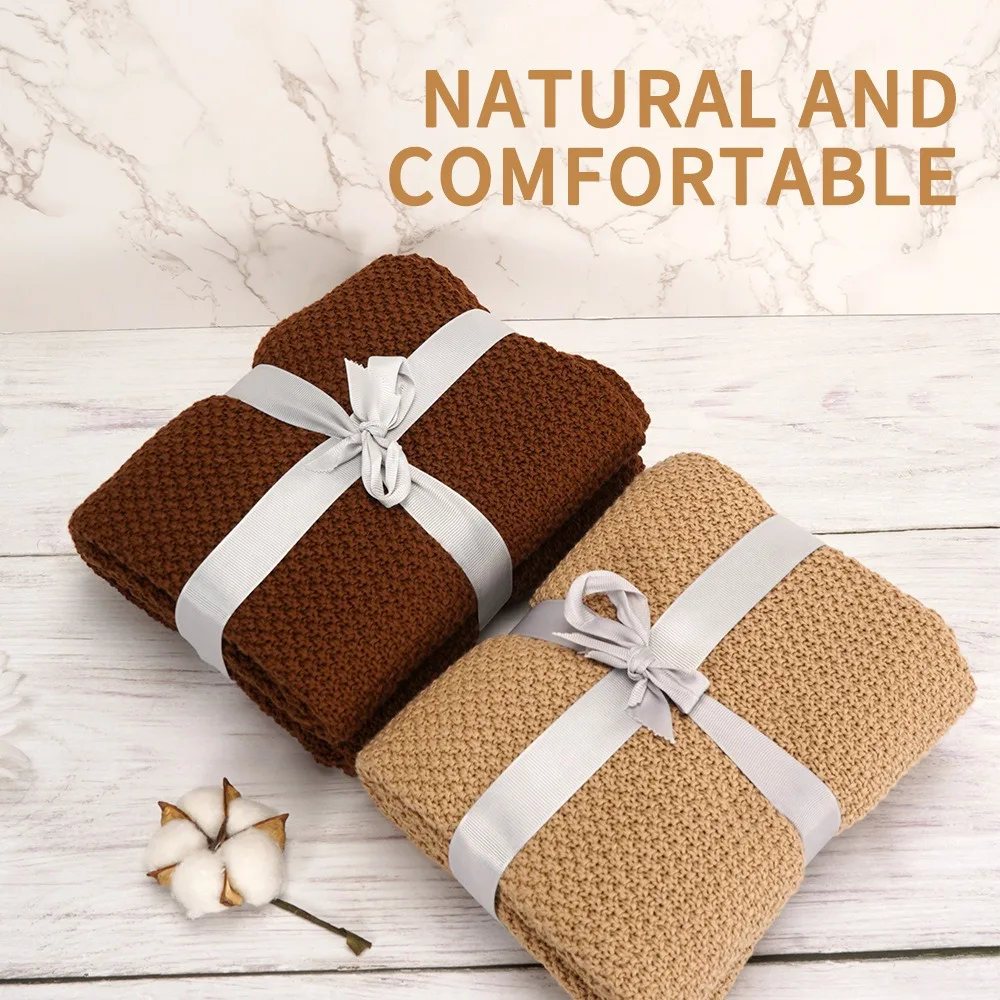 Newborn Baby Blankets 90*70cm Knitted Infant Kids Boys Girls Ultra-Soft Cotton Muslin Swaddle Wrap Stuff Toddler Comforter Sheet