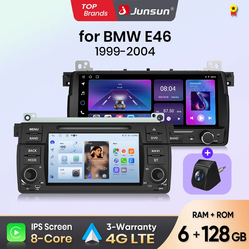 Junsun 7" 10,26" Kabelloses CarPlay Android Auto Autoradio für BMW E46 M3 318 320 325 330 335 Multimedia Kabelloses Apple CarPlay Smart Intelligentes System IPS Touchscreen Stereo Videoplayer 2 Din Autoradio Haupteinheit Navigation BT GPS 4G FM DSP RDS SWC