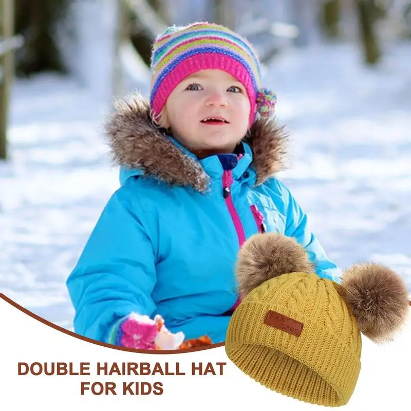 Toddler Girl Hat Pompom Toddler Beanies Knit Winter Hat Caps Comfortable Warm Stretchy Kids Beanie Hats For Boys Girls