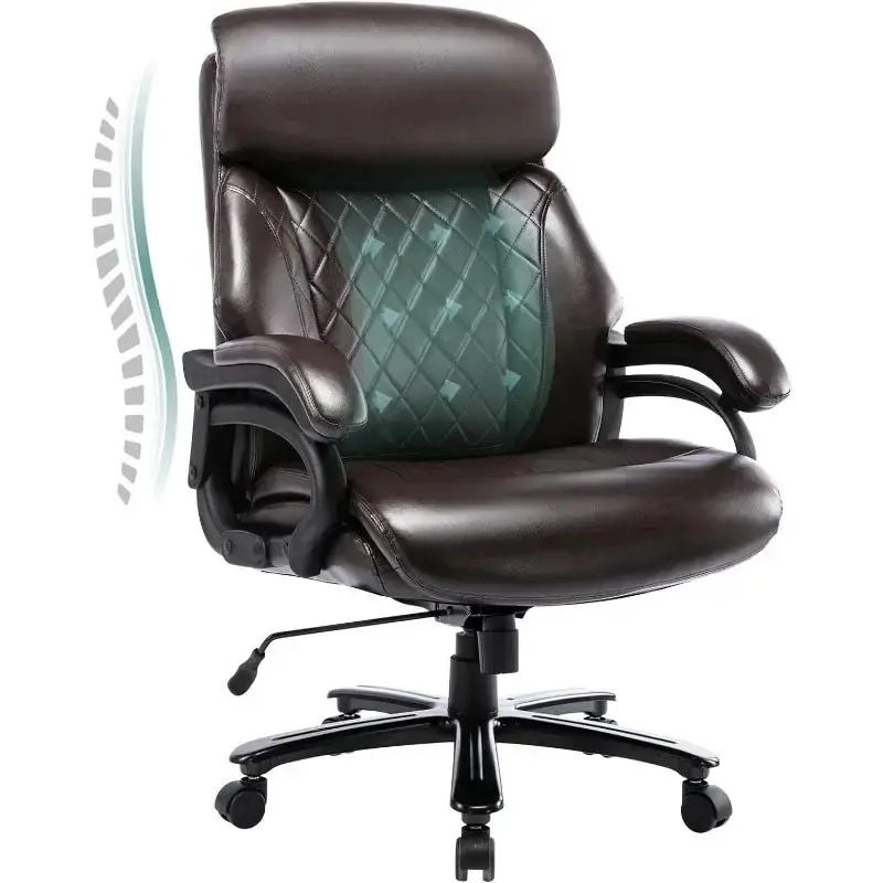 

Office Chair High Back Ergonomic Leather Computer Swviel Chair With Armrest