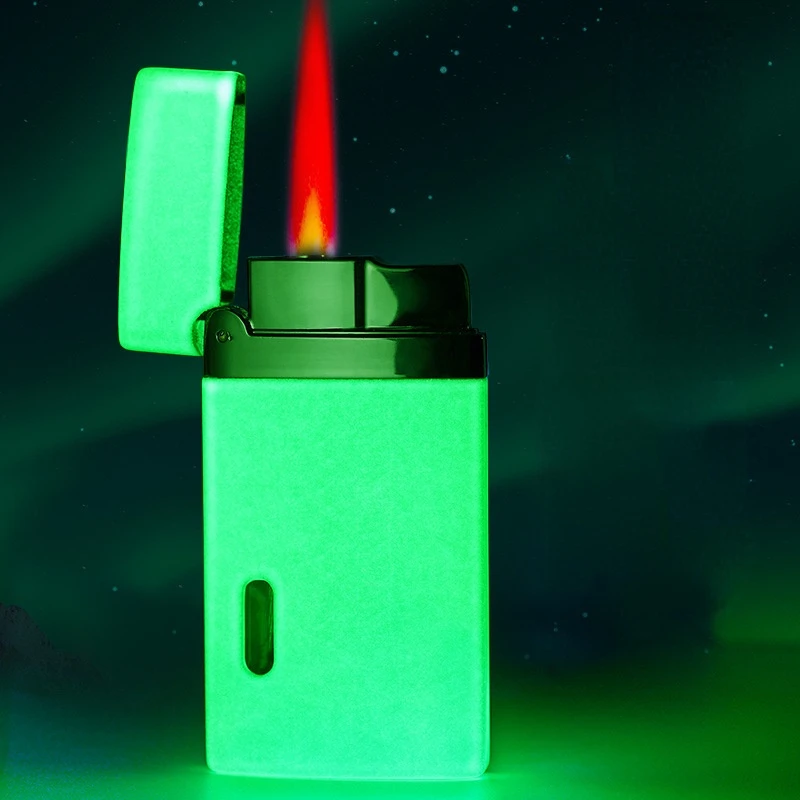 New Luminous Personality Windproof Red Flame Lighter Light and Thin