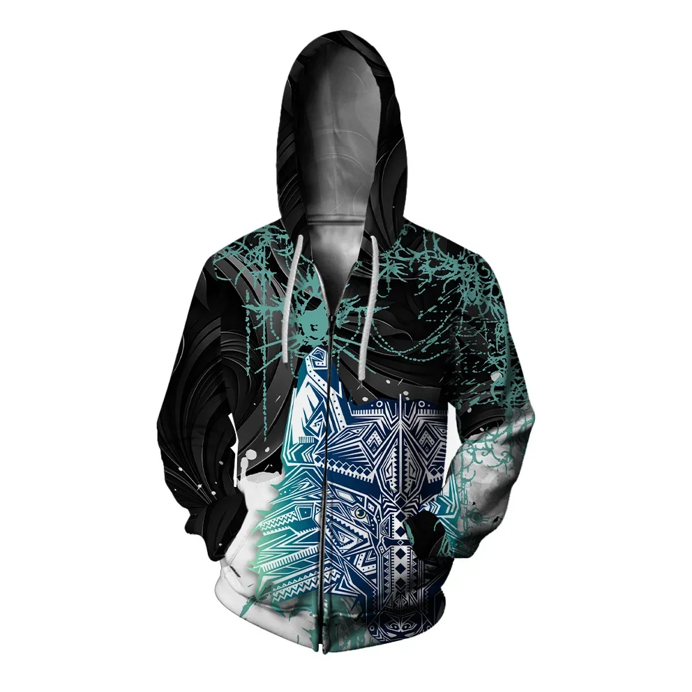 thumbnail image 1 of Ropa de otoño Y2k Sudadera con capucha con estampado de gatito para hombre Sudadera holgada con capucha y cremallera Ropa de estilo callejero Sudadera para hombre, 1 of 4
