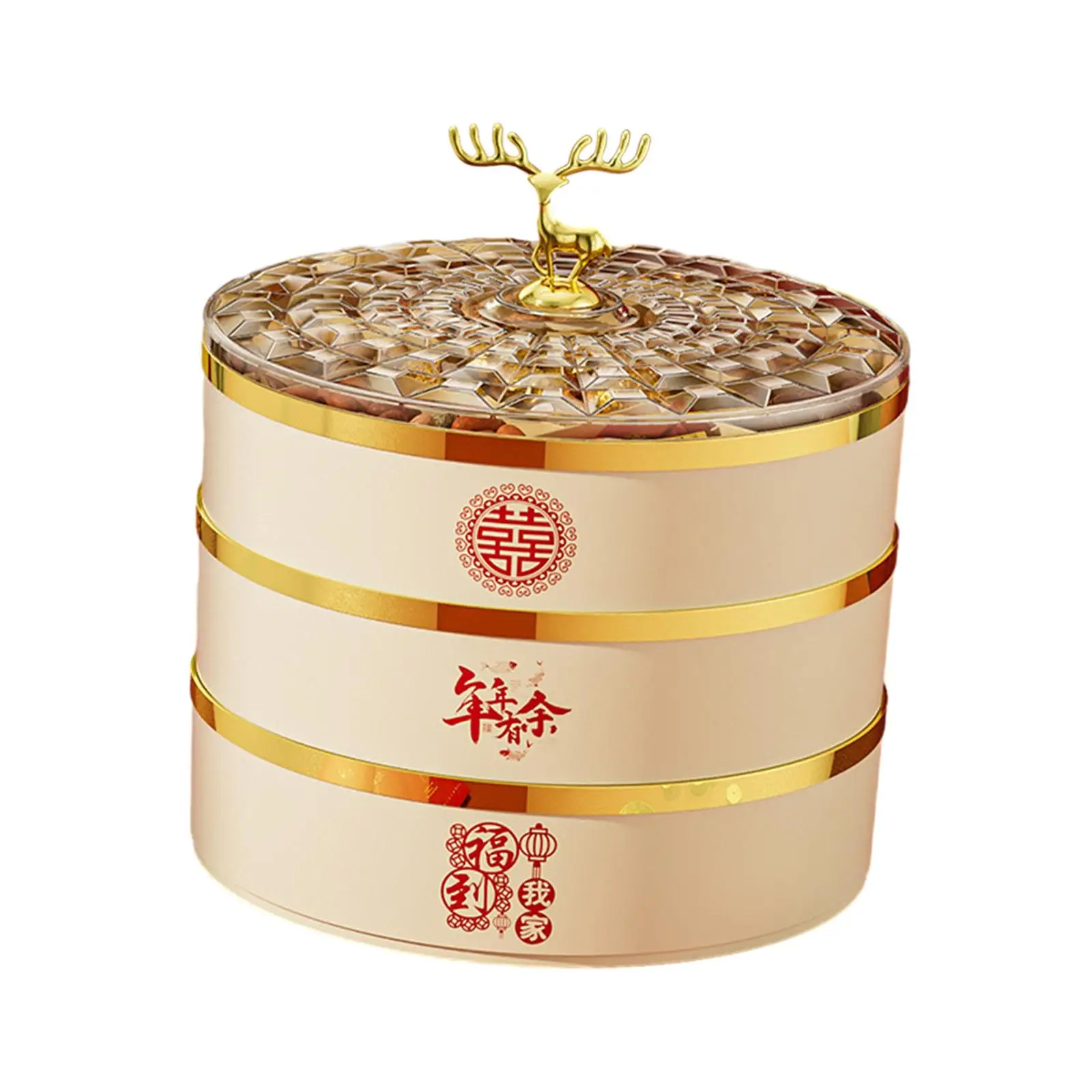 Dried Snack Platter Candy Container with Lid Chinese New Year Serving Tray