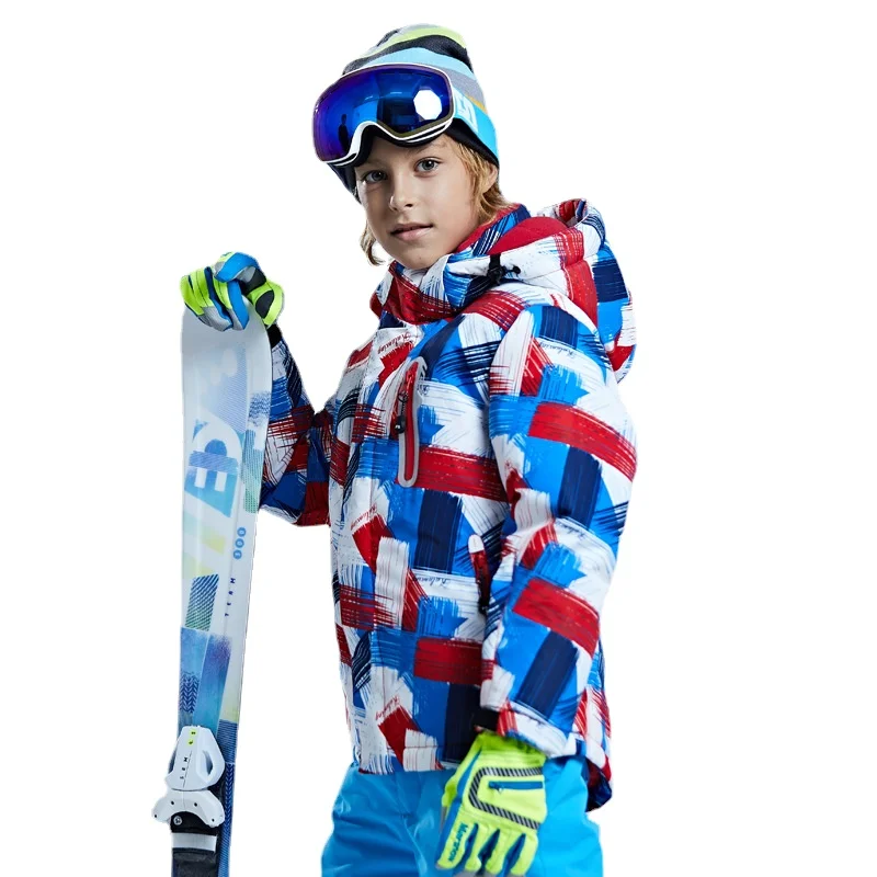 Warm Fleece Snow Coat Kids Boy Waterproof Hooded Girl Ski Jacket Heated Sport Children Outerwear Mountain Windproof -30 Ski Wear