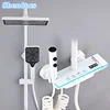 Piano Digital Shower System Ambient Lighting Hot Cold Bathroom Faucets Rain Shower Head White Thermostatic Digital Shower Set 1