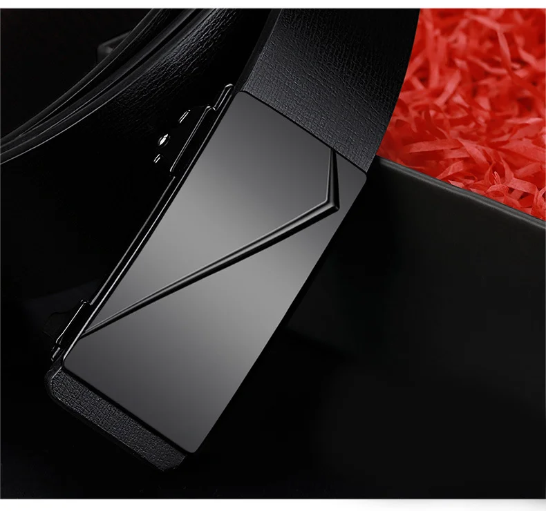 DINISITON Men PU Leather High Quality Automatic Buckle Belt Black Metal Luxury Leather Fashion Business Belt