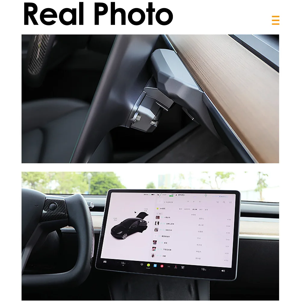 Junsun Tesla Screen Swivel Mount - 4-Way Adjustable Bracket For Model 3/Y 2024-2025 | 40?? Rotation