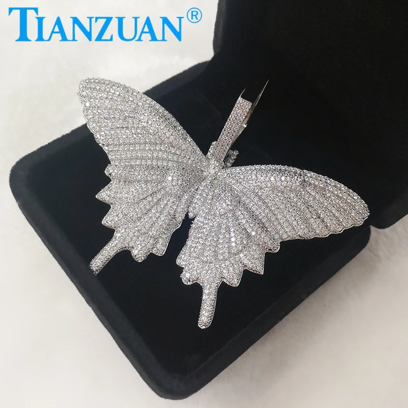 Trendy Butterfly Pendant 925 Sterling Silver Party Pendants Necklace For Women Men Moissanite Jewelry Gift
