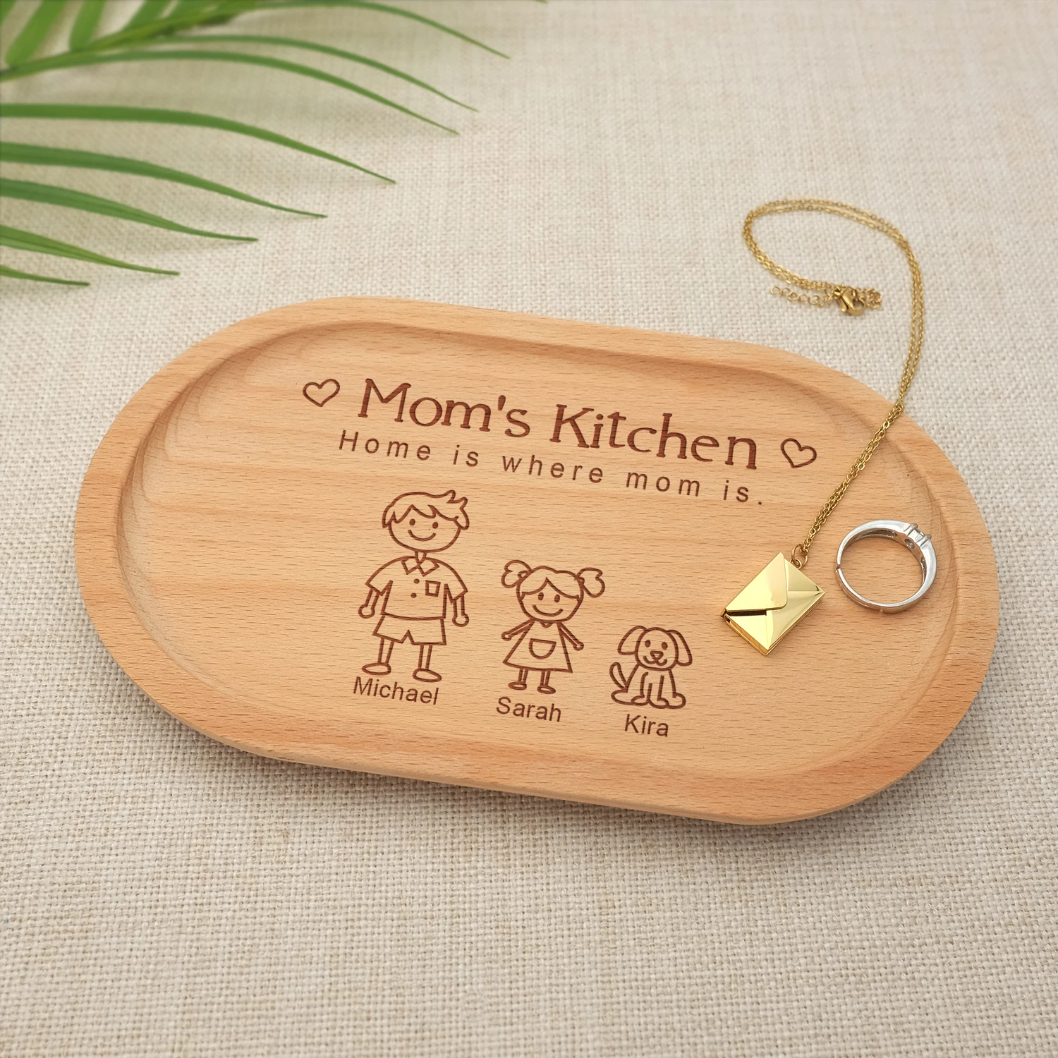 

Personalized Serving Trays and Platters Engraved Wood Coaster Dessert Tray Customizable Food Platters Kitchen Mother's Day Gift