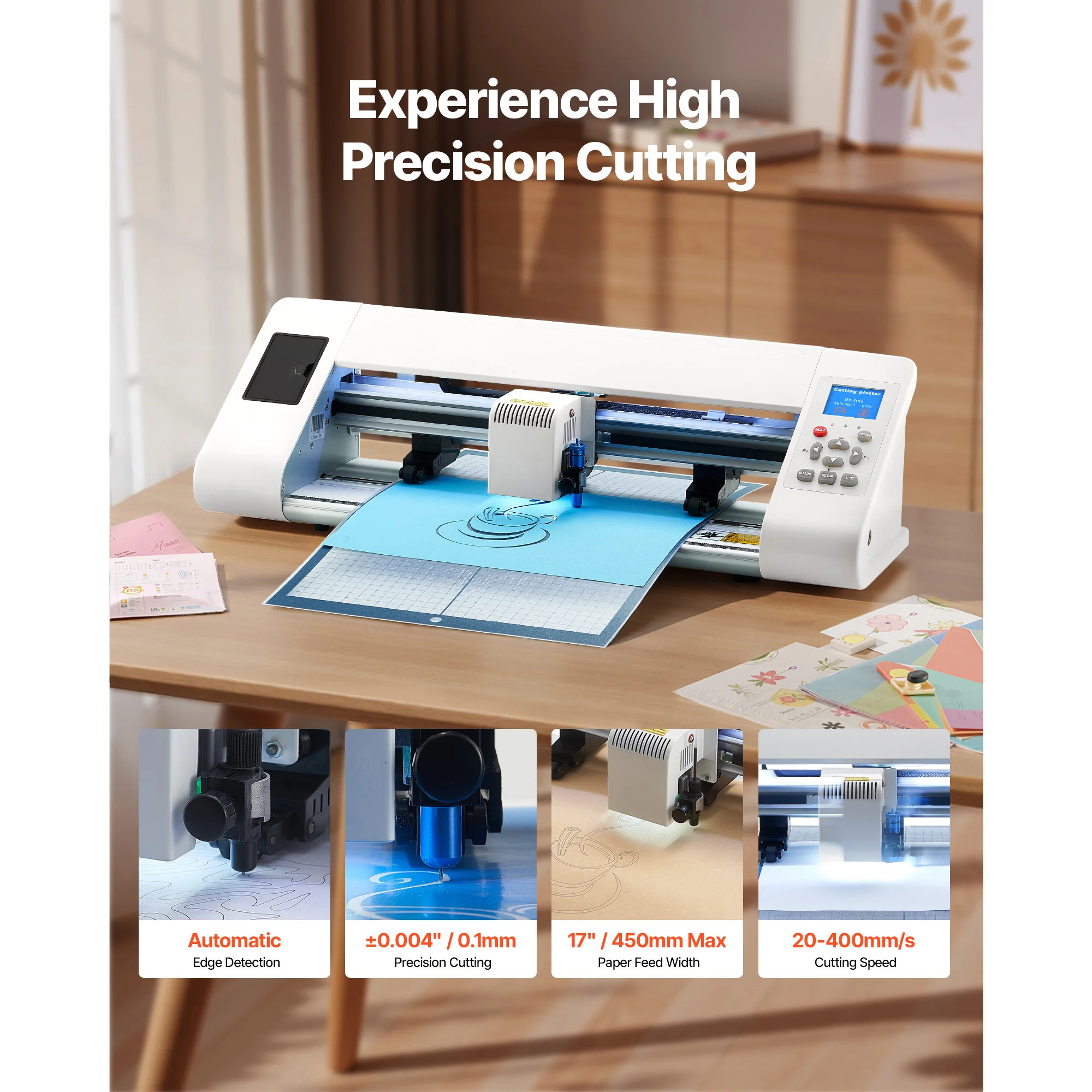 SucceBuy Cutting Machine Automatic Edge Detection Vinyl Cutter w/Design Software and Materials Compatible w/Multiple File Format 2