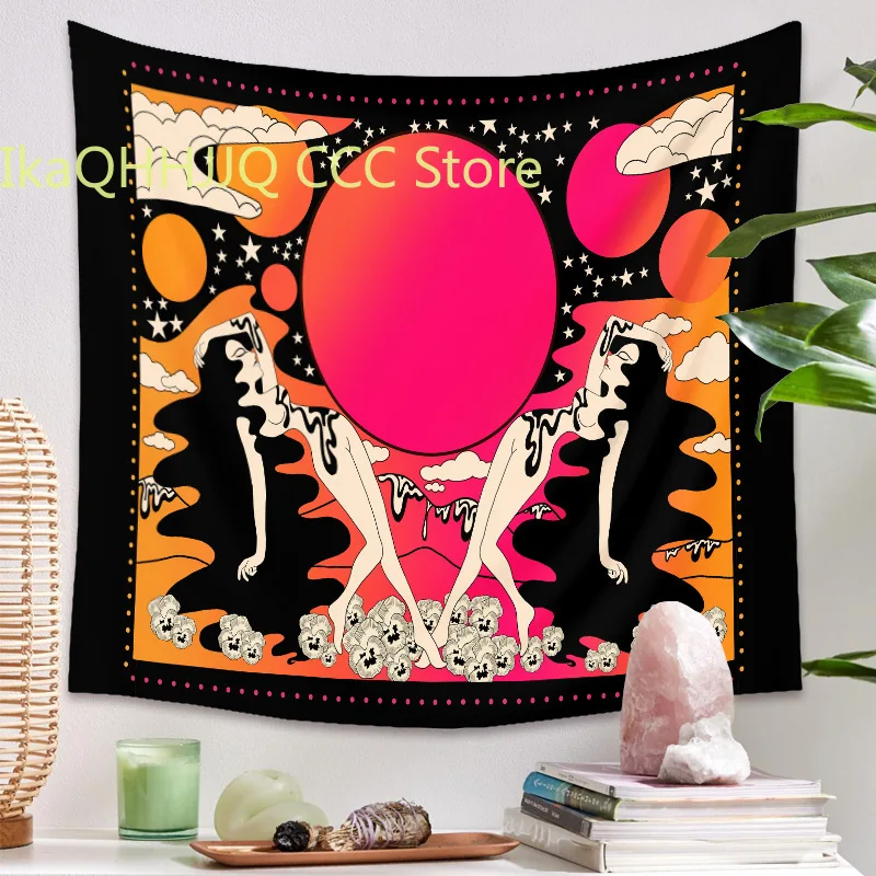 

Ins Tapestry Room Decoration Colorful Wall Hanging Oversized Aesthetic Background Cloth Tapestries Tablecloth Blanket Picnic Mat