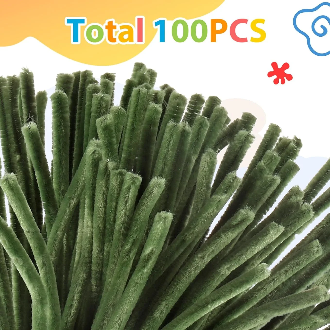 Pipe Cleaners Chenille Stem Green Color Pipe Cleaners Set for DIY Arts Chenille Stems 100 Pieces chenille pipe cleaners chenille craft supplies