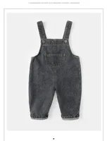 Salopette en jean pour enfants printemps 2026, 0-5 ans, couleur unie, style cowboy, avec bretelles réglables, pour filles et garçons, vêtements amples pour enfants 6