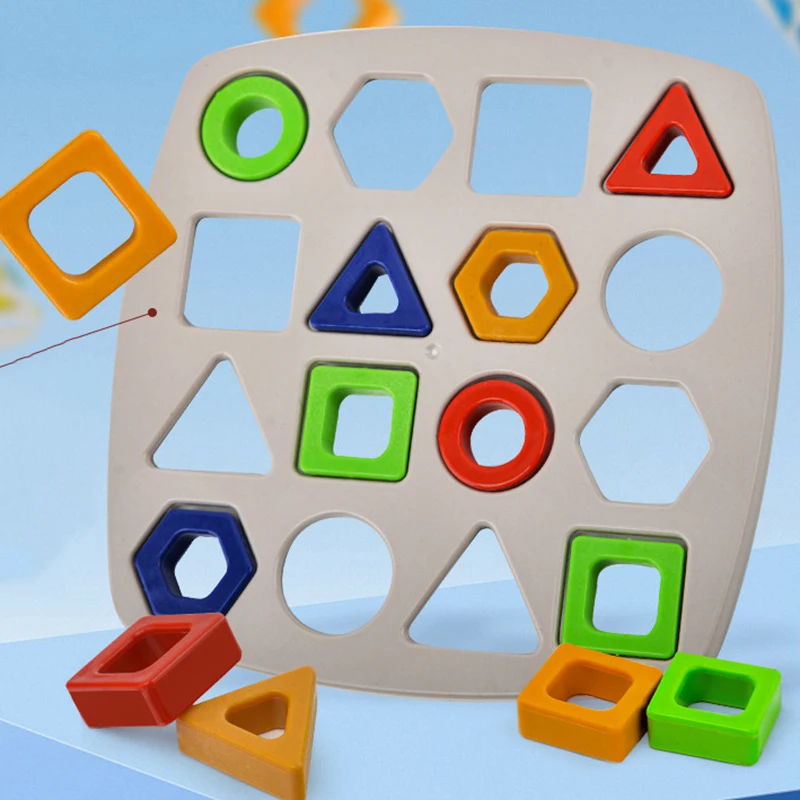Geometric Puzzles Shape Color Matching Board Preschool Educational Montessori Toys Kids Brain Teaser Puzzle Logic Game with Card 6