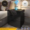 Nightstand with Wireless Charging Station & USB Charging, Smart Bedside Table with Adjustable LED Lights, End Table Organizer 4