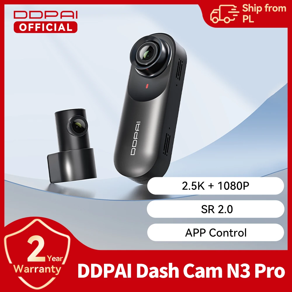 DDPAI Dash Cam Mola N3 Pro 1600P Resolution FOV 140° Built-in GPS WIFI Support 24H Parking Guard Dual-channel Recording Car DVR