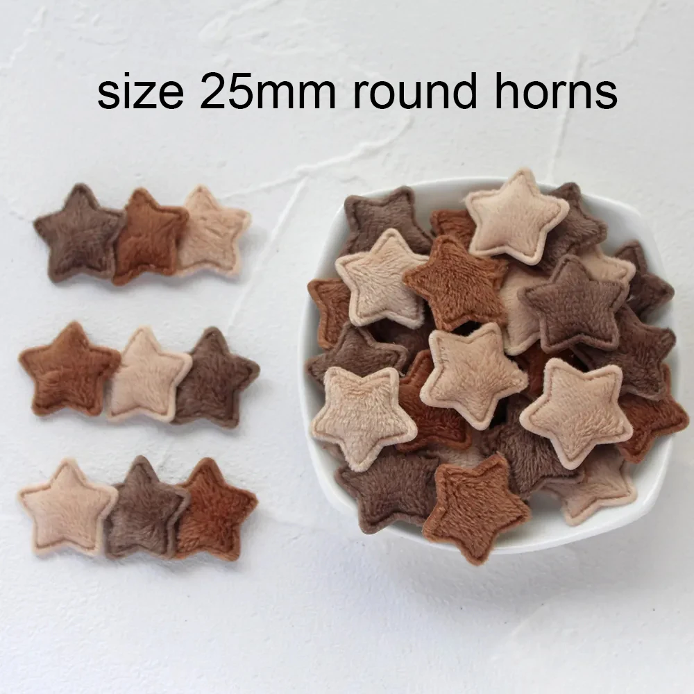 Fur Padded Star Patches 18/25/33/36mm Stickers Sew Clothes Jeans Patches Diy Coats Applique Handmade Patchwork Accessories 70Pcs